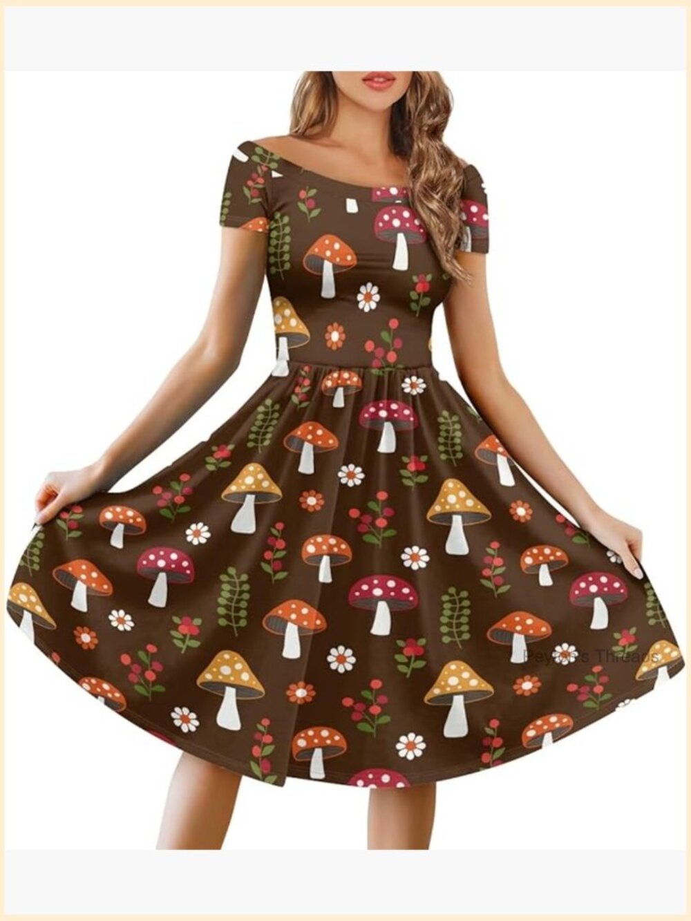 Short Sleeve Ruffle Puff Midi Dress A-Line High Waist Casual Guest Dress